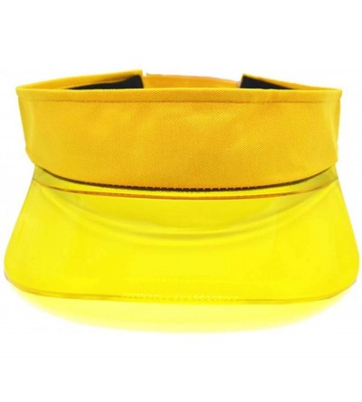 Skullies & Beanies Summer UV PVC Visor Sun Hat Outdoor Travel Clear Tennis Beach Hat Protection Snapback Cap - Yellow - CR18S...