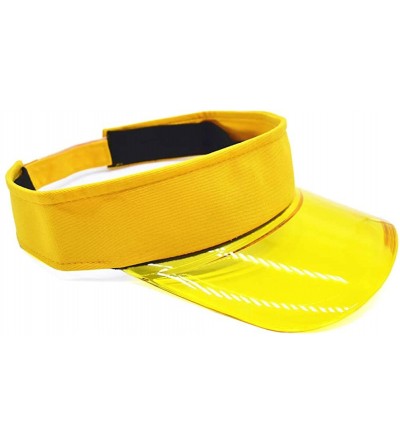 Skullies & Beanies Summer UV PVC Visor Sun Hat Outdoor Travel Clear Tennis Beach Hat Protection Snapback Cap - Yellow - CR18S...