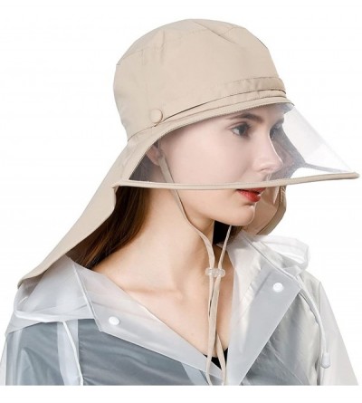 Rain Hats Womens Rain Hat Waterproof Protection Bucket Rain Cap w/Windproof Chin Strap Elastic Fit - 99046khaki - CG18RHA2GQE...