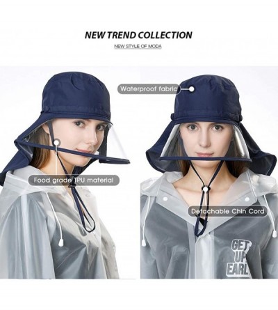 Rain Hats Womens Rain Hat Waterproof Protection Bucket Rain Cap w/Windproof Chin Strap Elastic Fit - 99046khaki - CG18RHA2GQE...