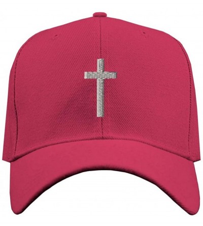 Baseball Caps Baseball Cap Cross Silver Embroidery Acrylic Dad Hats for Men & Women Strap - Hot Pink Design Only - CD185C4R38...