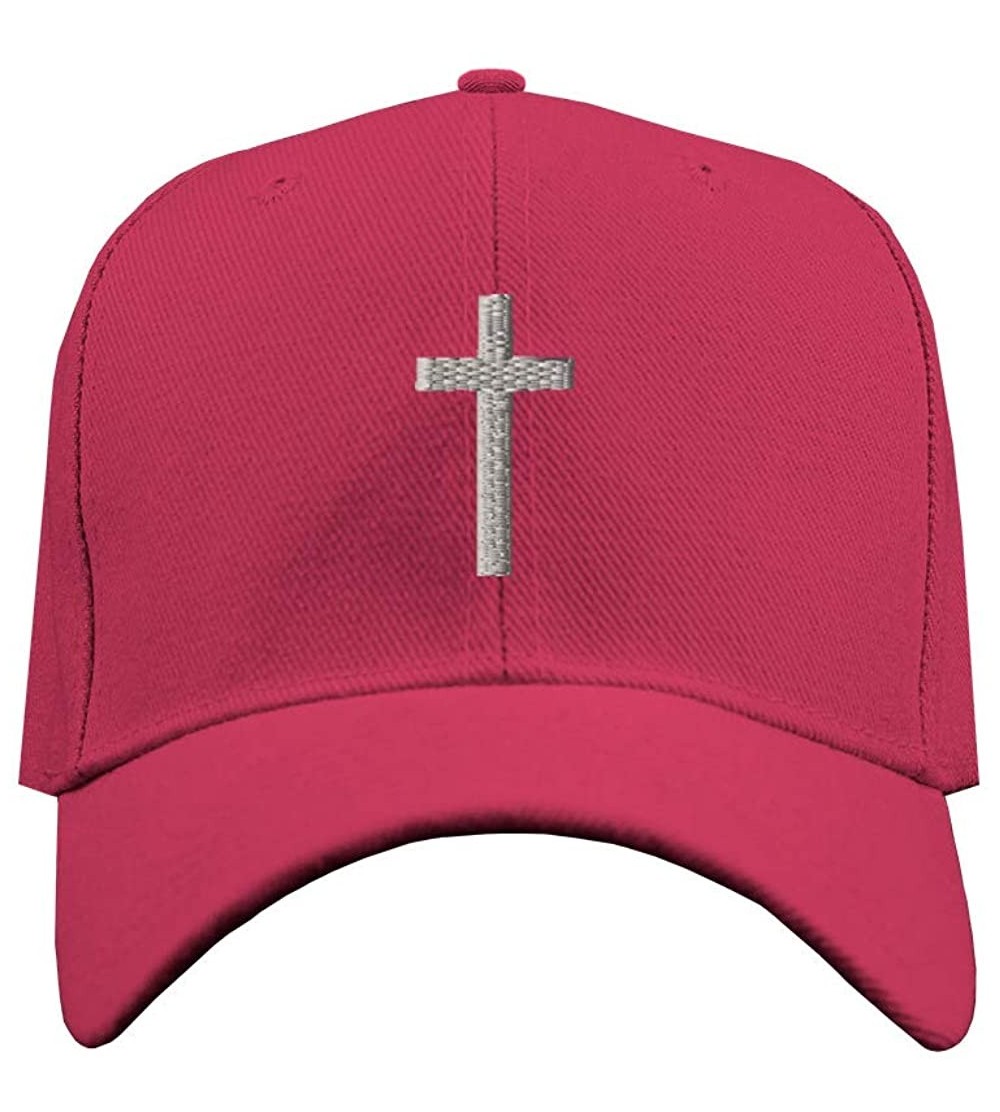 Baseball Caps Baseball Cap Cross Silver Embroidery Acrylic Dad Hats for Men & Women Strap - Hot Pink Design Only - CD185C4R38...