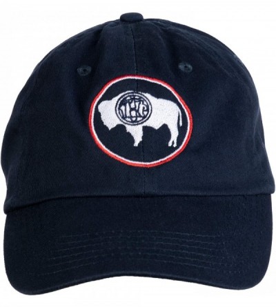 Baseball Caps Vintage Wyoming Flag - Crest and Buffalo WY State Pride Men Women Baseball Hat Cap Navy - CZ18R4IIHYI $14.37