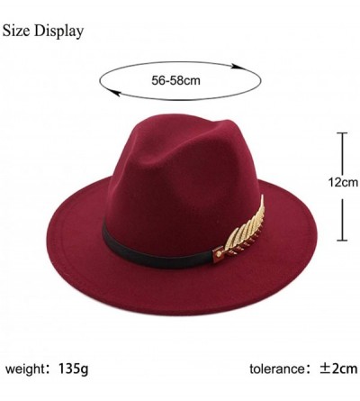 Fedoras Women's Wide Brim Fedora Panama Hat with Metal Belt Buckle - D-red-1 - CG18NI5D4NI $16.94