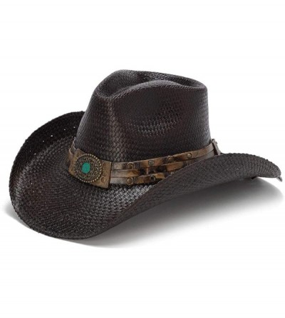 Cowboy Hats Men's Wood Ranch Western Hat with Turquoise - CA18OOOWZRT $98.43