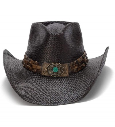 Cowboy Hats Men's Wood Ranch Western Hat with Turquoise - CA18OOOWZRT $56.63