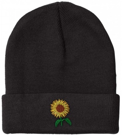 Skullies & Beanies Custom Beanie for Men & Women Sunflower A Embroidery Acrylic Skull Cap Hat - Black - CX18L5SZNML $11.67