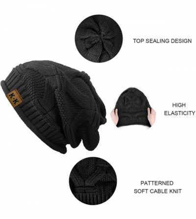 Skullies & Beanies Knitted Beanie Hats - Women Winter Warm Hat Slouchy Chunky Soft Stretch Cabel Knit Beanie Hat for Women - ...