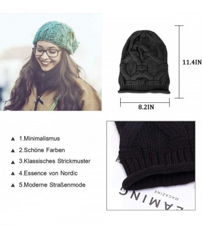 Skullies & Beanies Knitted Beanie Hats - Women Winter Warm Hat Slouchy Chunky Soft Stretch Cabel Knit Beanie Hat for Women - ...