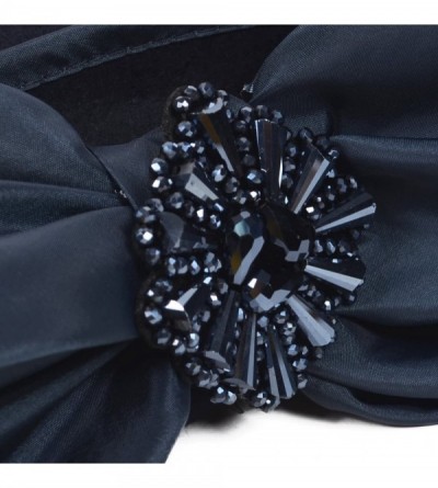 Fedoras Ladies 100% Wool Felt Feather Cocktail British Formal Party Hat - Bow-navy - CA12O59VSJ6 $31.87