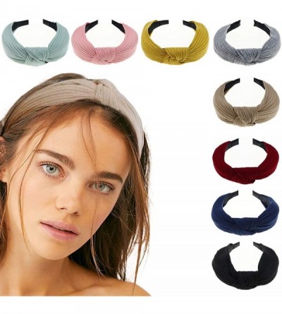 Headbands 10 Pack Boho Headbands for Women Plastic Vintage Cross Elastic Head Wrap Hair Accessories - ZH 8 Pack Plastic - CR1...