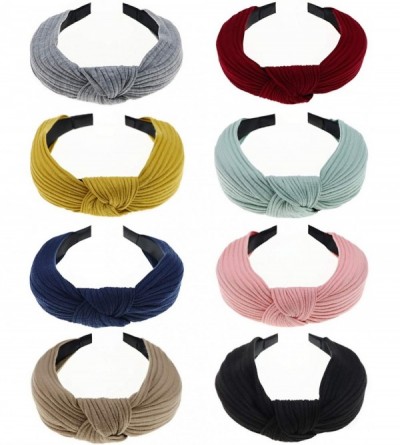 Headbands 10 Pack Boho Headbands for Women Plastic Vintage Cross Elastic Head Wrap Hair Accessories - ZH 8 Pack Plastic - CR1...