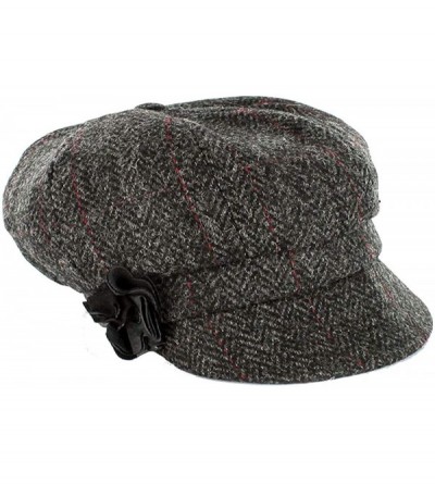 Newsboy Caps Ladies Newsboy Hat - Charcoal Herringbone - CR18OQO94YE $84.50