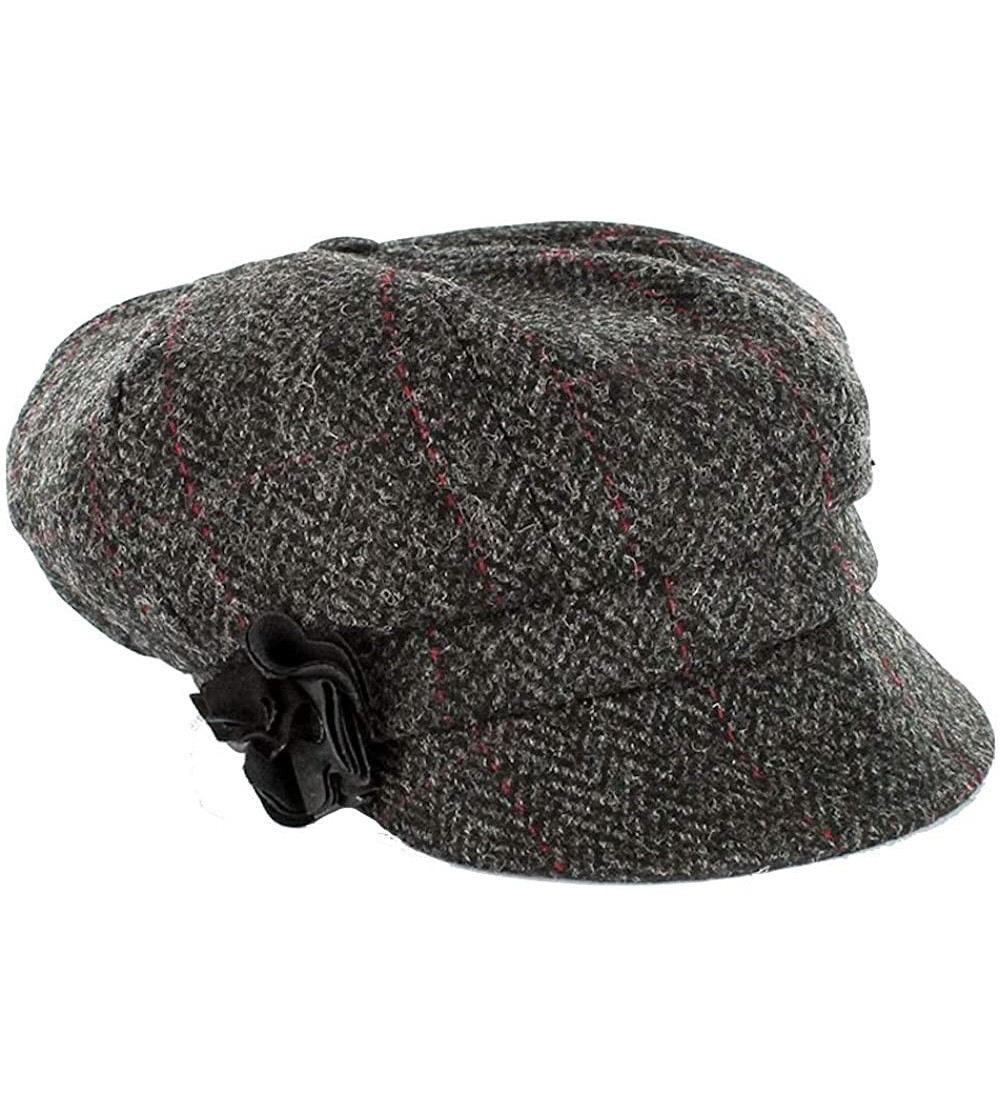 Newsboy Caps Ladies Newsboy Hat - Charcoal Herringbone - CR18OQO94YE $46.83