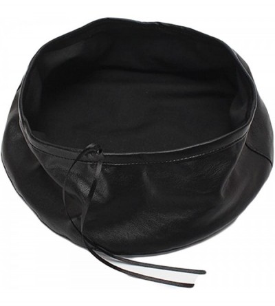 Berets Women's Adjustable PU Leather Beret Hat - Black - CU188AR8R0A $11.01