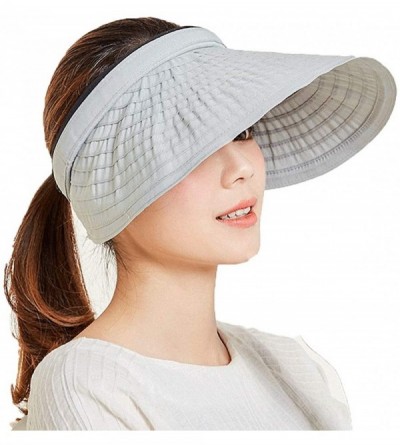 Sun Hats Women's Summer Foldable Straw Sun Visor w/Cute Bowtie UPF 50+ Packable Wide Brim Roll-Up Visor Beach Hat - CC1967U3I...
