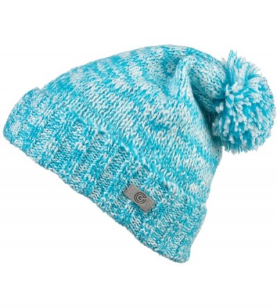 Skullies & Beanies Evony Pom Pom Beanie - Slouchy Oversized Beanie Hat - Warm and Soft Knit - Aqua - CO188AY9DTT $9.32