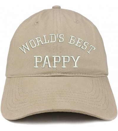 Baseball Caps World's Best Pappy Embroidered Soft Crown 100% Brushed Cotton Cap - Khaki - CG18SSG9OO0 $20.59