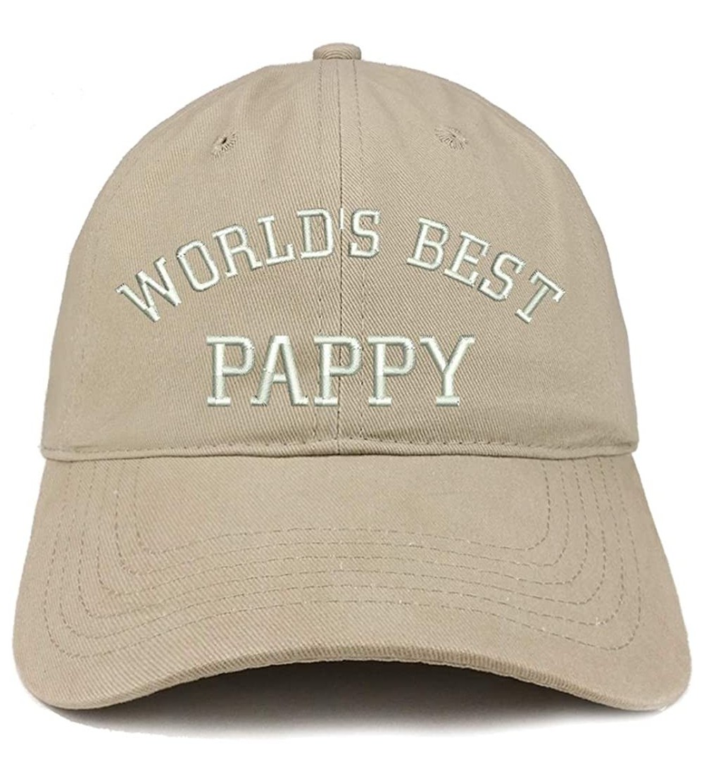 Baseball Caps World's Best Pappy Embroidered Soft Crown 100% Brushed Cotton Cap - Khaki - CG18SSG9OO0 $20.59