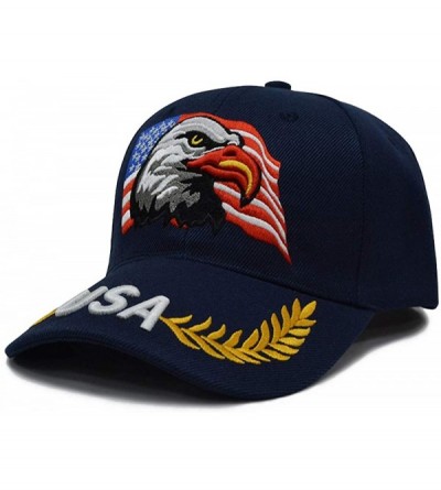 Baseball Caps 3D Embroidery Dad Hat Patriotic Eagle American Flag Adjustable Baseball Cap Classic Strapback Cap - Navy Blue -...