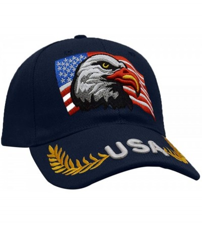 Baseball Caps 3D Embroidery Dad Hat Patriotic Eagle American Flag Adjustable Baseball Cap Classic Strapback Cap - Navy Blue -...
