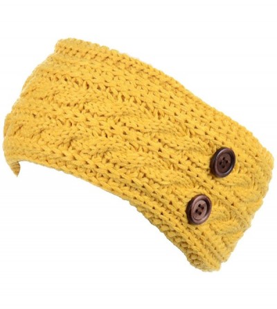 Headbands Women's Winter Chic Cable Warm Fleece Lined Crochet Knit Headband Turban - Yellow - CQ18IKA070G $33.70