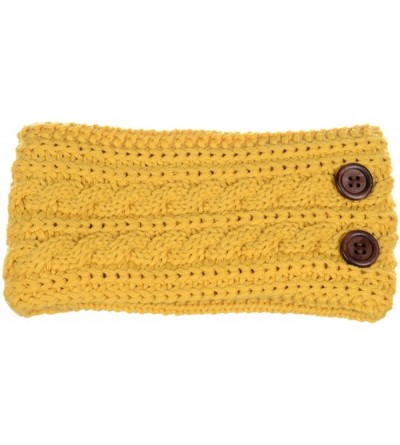 Headbands Women's Winter Chic Cable Warm Fleece Lined Crochet Knit Headband Turban - Yellow - CQ18IKA070G $13.41