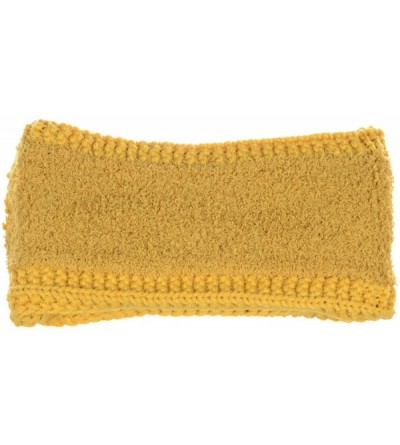 Headbands Women's Winter Chic Cable Warm Fleece Lined Crochet Knit Headband Turban - Yellow - CQ18IKA070G $13.41