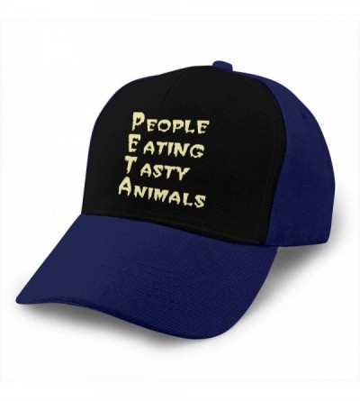 Baseball Caps PETA - People Eating Tasty Animals Men Retro Adjustable Cap for Hat Cowboy Hat - Navy - C018Y7EZ84T $26.01