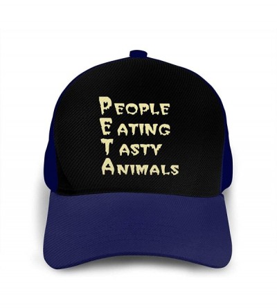 Baseball Caps PETA - People Eating Tasty Animals Men Retro Adjustable Cap for Hat Cowboy Hat - Navy - C018Y7EZ84T $26.01