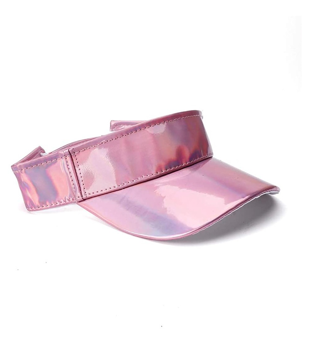 Bucket Hats Women Hologram Wide Brim Headband Cap Sun Sports Visor - Pink - CE18QO2HON3 $12.79