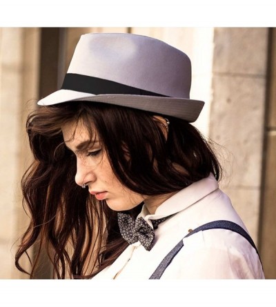 Fedoras Classic Trilby Trilby Hat - Gris-noir - CR124G321YL $33.31