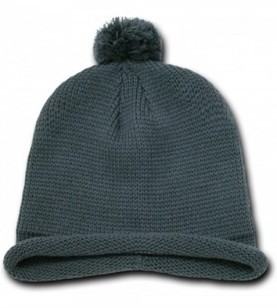 Skullies & Beanies Solid Roll Up Beanies with Pom Pom (One Size- Charcoal) - CS112PS5CCX $11.62