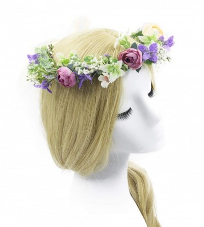 Headbands Flower Garland Crown Wreath Boho Floral Headband Halo Headpiece with Adjustable Ribbon for Wedding Party (13) - CS1...