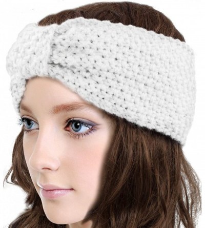 Headbands Women's Winter Knit Headband - Bow - Cream - CZ12NZS0985 $15.15