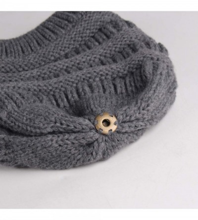 Skullies & Beanies Winter Slouchy Beanie Hats Women Fleece Lined Warm Ski Knitted Pom Pom Hat - 14-gray - CN1855GNE4L $13.83