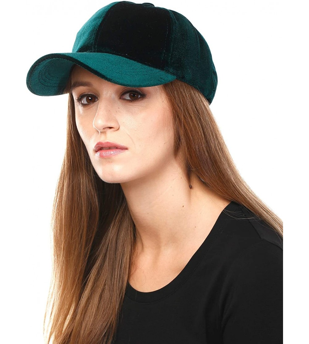 Baseball Caps Unisex Plain Soft Velvety Baseball Cap Hat Adjustable Band - Hunter Green - CJ18IA3DR3C $10.65