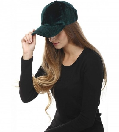 Baseball Caps Unisex Plain Soft Velvety Baseball Cap Hat Adjustable Band - Hunter Green - CJ18IA3DR3C $10.65