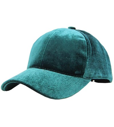 Baseball Caps Unisex Plain Soft Velvety Baseball Cap Hat Adjustable Band - Hunter Green - CJ18IA3DR3C $19.43