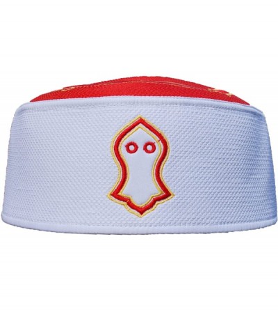 Skullies & Beanies Exclusive Red White Golden Embroidered Sandal Kufi Crown Cap Muslim Hat - CD17YHZIZRS $24.92