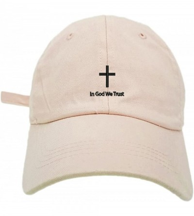 Baseball Caps Cross in God We Trust Logo Style Dad Hat Washed Cotton Polo Baseball Cap - Beige - CY1889Q0MU5 $12.94