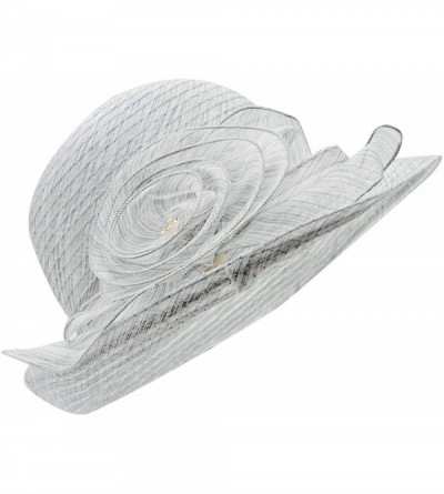 Sun Hats Women Organza Derby Church Wedding Fascinators Cloche Bucket Bowler Hat - Light Gray - CB18RA293SA $9.59