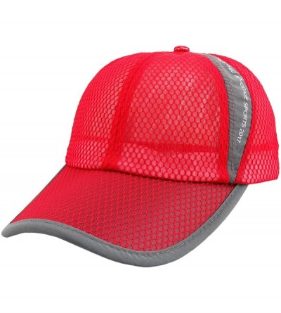 Baseball Caps Sport Sun Hat- Adjustable Baseball Cap Dry Quick Weightlight Mesh Hats - 027-red - C2183CKNLOL $9.86