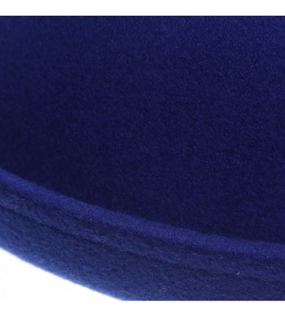 Fedoras Women Wool Felt Roll Brim Bowler Derby Hats Billycock Cloche 22.5" - Blue - CB127E5KWTT $33.20