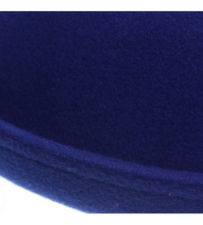 Fedoras Women Wool Felt Roll Brim Bowler Derby Hats Billycock Cloche 22.5" - Blue - CB127E5KWTT $15.44