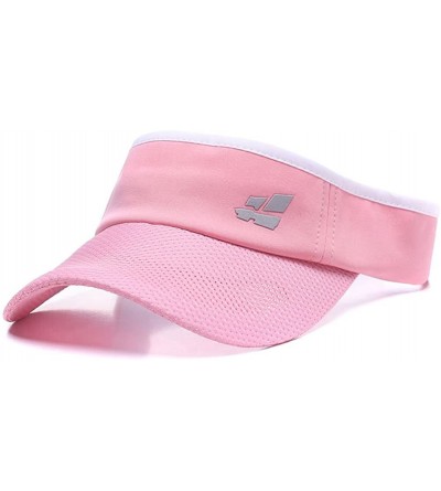 Visors Sun Visor for Men Women-Premium Sports Tennis Golf Running Hat- Mesh Adjustable Cap - Pink - CZ18E75R62I $15.54