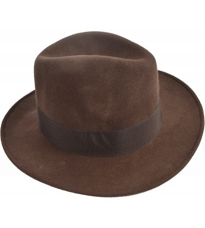 Fedoras Wool Felt Wide Brim Fedora Hats for Women Men - Brown - C618KIIDO2I $41.05