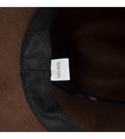 Fedoras Wool Felt Wide Brim Fedora Hats for Women Men - Brown - C618KIIDO2I $41.05