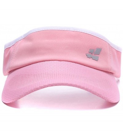 Visors Sun Visor for Men Women-Premium Sports Tennis Golf Running Hat- Mesh Adjustable Cap - Pink - CZ18E75R62I $15.54