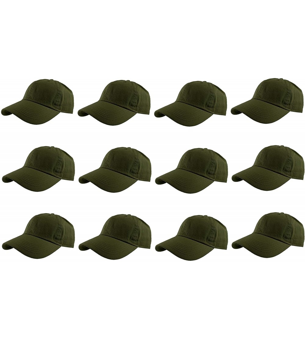 Baseball Caps Baseball Caps 100% Cotton Plain Blank Adjustable Size Wholesale LOT 12 Pack - Army Green - CW18I9OE382 $27.12